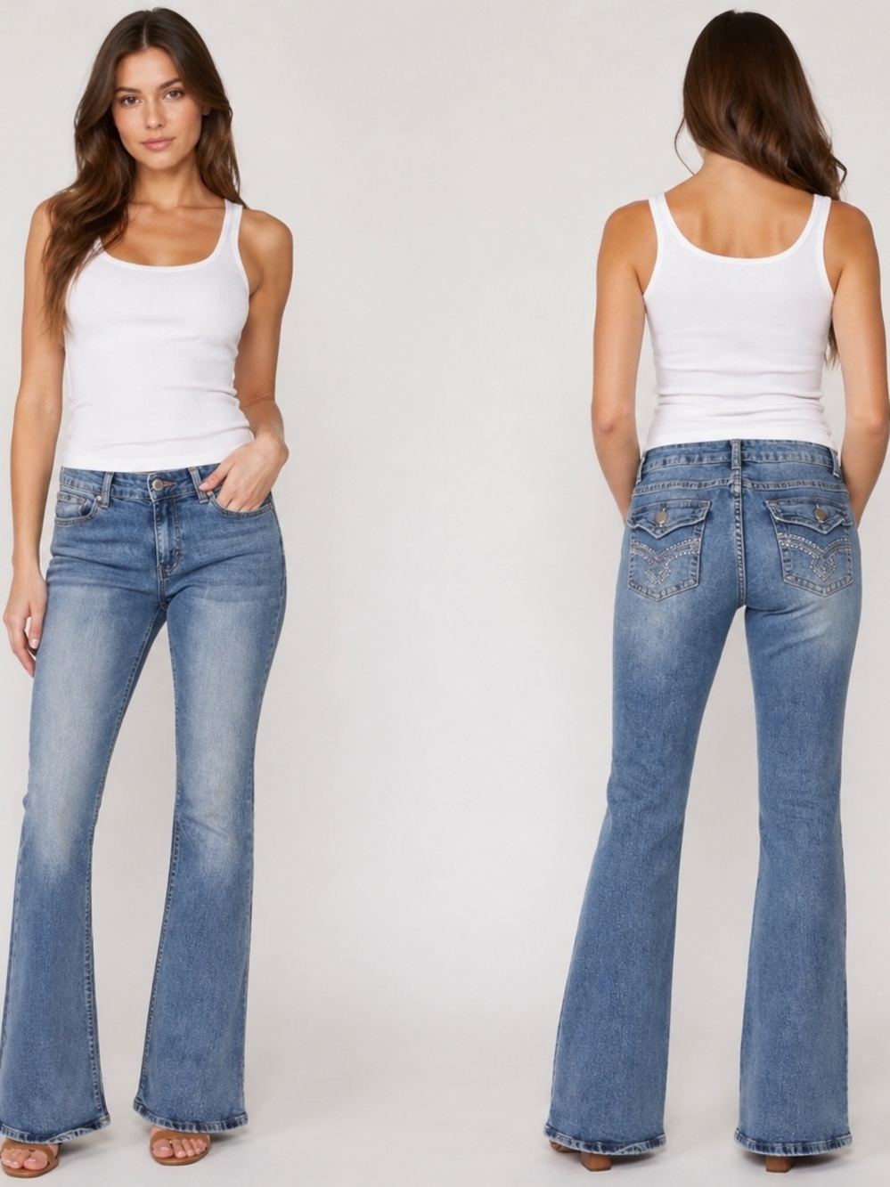 Women's Mid Blue Flare Jeans, Size 6, EUC